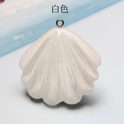 Artificial shell pendant resin transparent glitter shell cross-border hot shell necklace pendant diy accessories
