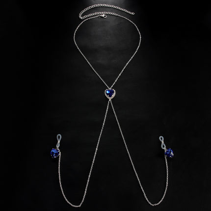 Cross-Border New Heart Crystal Pendant Nipple Chain Chest Chain European and American Sexy Nipple Clamp Body Chain Female Body Chain