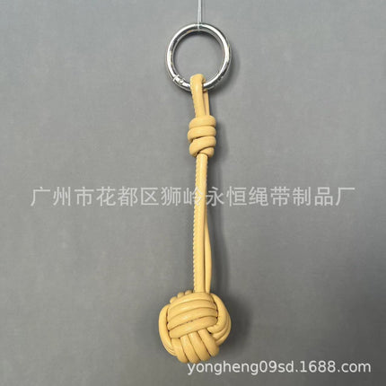 Car Keychain Bag Couple Exquisite Gift Soft Sheepskin Handmade Woven Tennis Ball Monkey Fist Hanging Bag