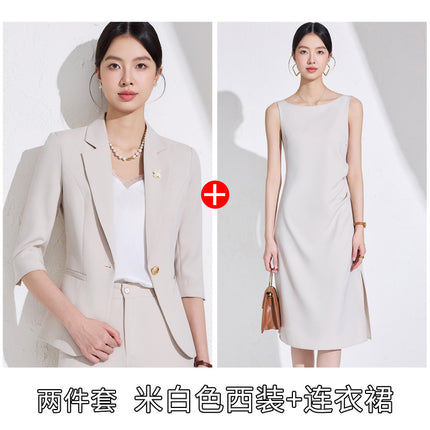 Business attire women's pants suit 2025 spring and summer workplace formal attire interview tooling seven-sleeve suit jacket ol overalls