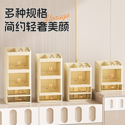 New Foldable Crown Desktop Cosmetic Storage Box Double Door Sundries Height Increase Multi-layer Cabinet High-grade