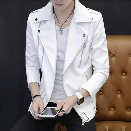 2025 Spring and Autumn New Motorcycle Leather Jacket Men's Jacket Korean Fashion Fashion Personalized Motorcycle Clothing Leather Fashion
