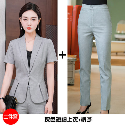 Small Suit Women's Jacket Korean Style Slim-fit Slimming Short-sleeved Suit Professional suit Women's Summer OL Sweat Steamed Foot Bath Work Clothes