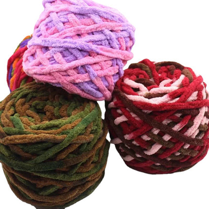 Factory wholesale 100g thick ice strip wool single-strand woven wool ball hook crochet slippers thread self-woven wool ball