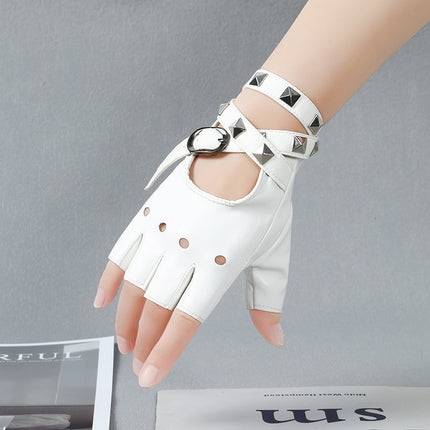 Stage Performance Gloves Female Half Finger Rivet Gothic Style Dark Cool Second Dimension Nightclub Punk Mu Si Cheng cos