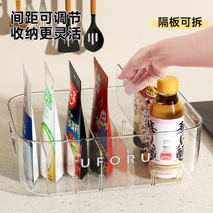 Seasoning Storage Box Household Kitchen Large Capacity Plastic Storage Box Multifunctional Sub-format Cabinet Sundries Storage Rack