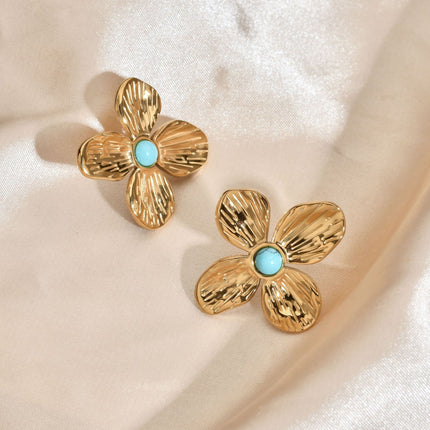 European and American retro style niche exquisite high-grade stainless steel earrings bud design petal does not fade earrings women