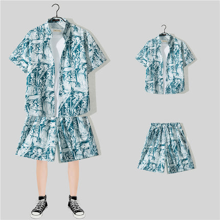Short-sleeved Flower Shirt Hainan Island Clothing Beach Clothing Sanya Summer Weifeng Thailand Travel Men's Couple Summer Thin suit