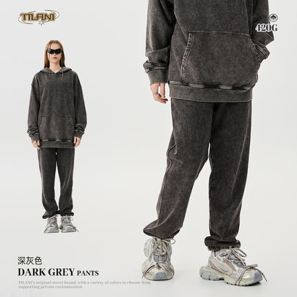 Tilani Batik Heavy Weight 420g Hooded Sweatshirt Casual Sportswear Suit Men's and Women's Hoodie Sweatshirt Two-Piece Set