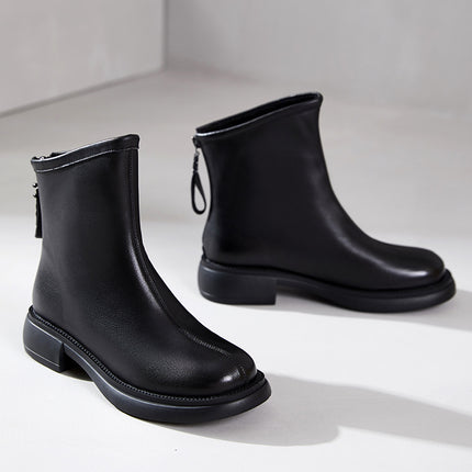First layer cowhide Chelsea boots for women 2023 autumn and winter New retro brushed rubber bottom leather women's leather boots