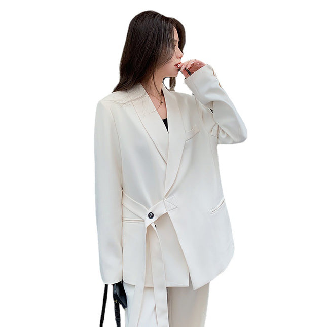 White High-End Suit Suit for Women 2025 Spring New Design Niche Elegant Suit Wide-Leg Pants Two-Piece Set