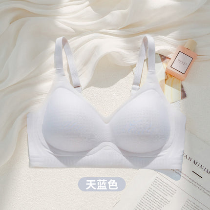 Summer Breathable Large Size Underwear Anti-Sagging Thin Push-Up Jelly Underwear Upper Support Breast Fixed Cup Women's Bra