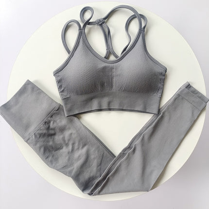 Women's Running Training Sports Suit, White Klein Blue Yoga Thin Straps, Beautiful Back Fitness High-Waisted Peach Pants