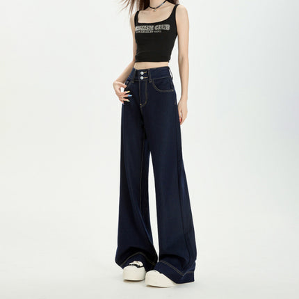 Anti-Wrinkle Draped Four-Way Stretch Loose Fit Non-Stick Leg Wide-Leg Slightly Flared Genuine Ykk Double-Button Original Color Non-Fading Denim