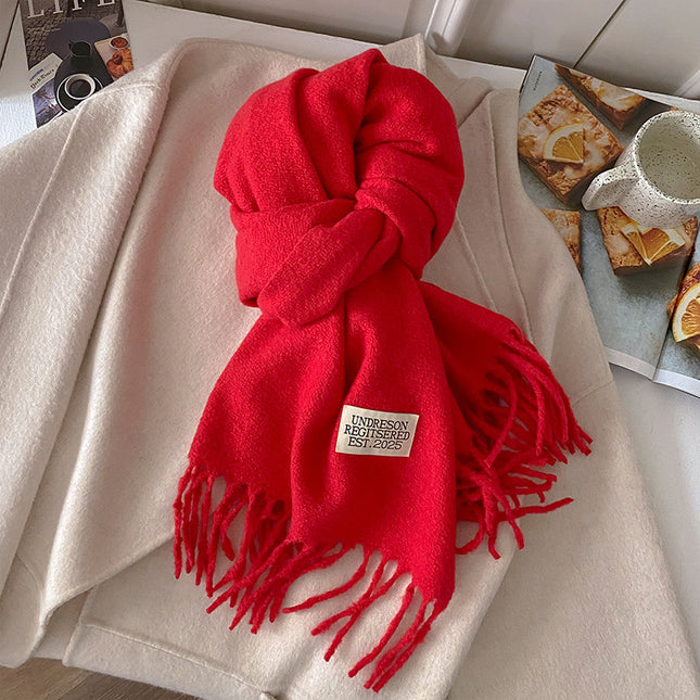 New Pure Color Imitation Cashmere Scarf for Women in Winter, Monochromatic, Versatile, High-End, Warm Neck Protection, Neck Scarf for Couples
