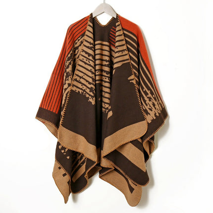 Bohemian Split Towel Warm Shawl Thickened Xizang Northwest Desert Windproof Cape Women's Travel