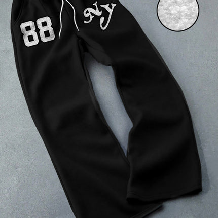 Men's Casual Streetwear Trousers New York Letter Print Suitable for Back to School Season Wear