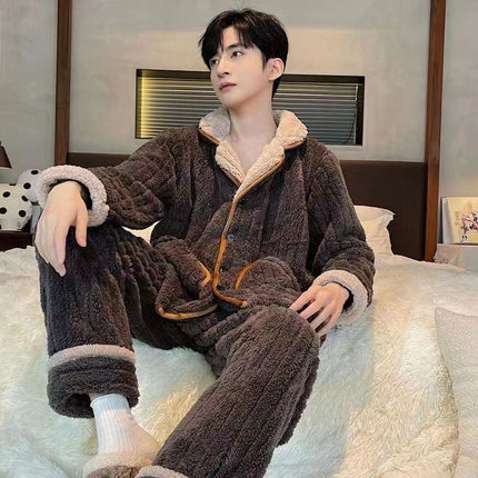 Autumn and winter coral fleece parent-child big strawberry nightgown thickened high quality couples home clothing Donald duck a generation of hair