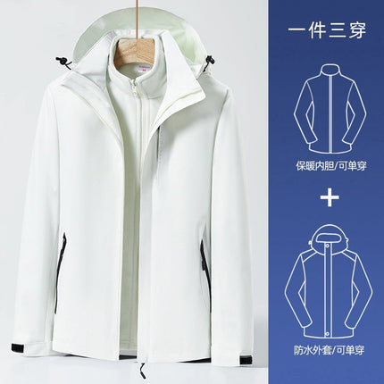 Huagang Camel Outdoor Jacket Jacket for Men and Women Autumn and Winter Three-in-One Removable Waterproof Windproof Tide Brand Mountaineering Suit