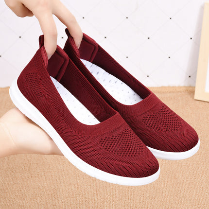 Cloth Shoes for Women, Slip-On Summer Shoes, Flat-Soled Shoes, Breathable Soft-Soled Casual Mom Shoes, Women's Flat-Heeled Shoes, Breathable and Comfortable