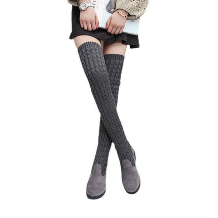 Stretch Over-the-knee Boots Women's 2024 Autumn and Winter New Skinny Leg Long Boots Women's Short Knitted Over-the-knee Square Heel Thick Bottom Women's