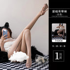 White crotchless (vertical line garter stockings)