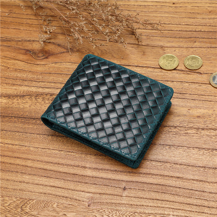 Men's Retro Crazy Horse Top Layer Cowhide Short Wallet Youth Genuine Leather Driver's License Wallet for Boyfriend Dad Gift