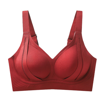 Fixed cup lifting thin seamless underwear women's non-rimless breast anti-sagging soft support comfortable pull-up bra