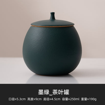 Beige Ceramic Tea Can Empty Can Small Sealed Can Household Black Tea Pu'Er Longjing Storage Tea Can Moisture-Proof Storage Can