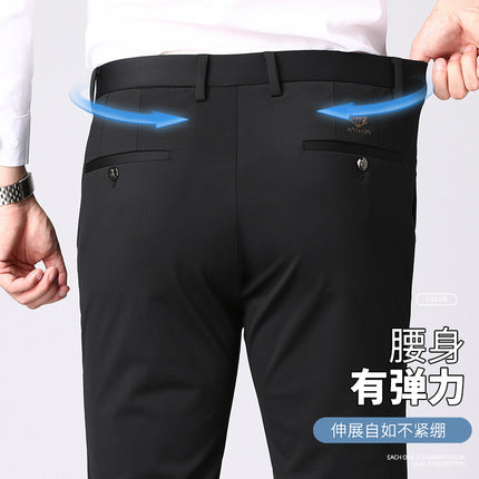 Wholesale Tiger Head Embroidered Stretch Pants Men's Casual Long Pants Men's Black Thin Straight Business Dress Pants