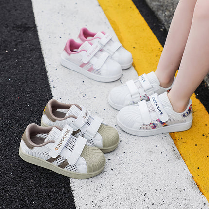 Little Yellow Duck children's shoes mesh girls white shoes new summer shell head boys shoes single mesh breathable children's board shoes