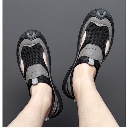 2023 Summer New Cowhide Mesh Hollow Shoes One Shoes Two Wear Cowhide Sandals One Pedal Men's Driving Shoes