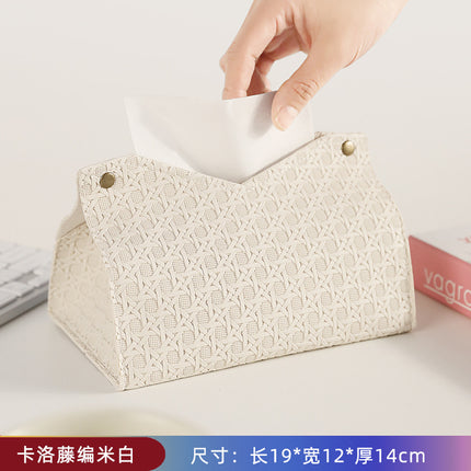 Light Luxury Woven Tissue Box Home Creative Living Room Storage Car Simple Solid Color Paper Box Napkin Paper Box