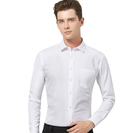 Spring men's business shirt solid color long-sleeved professional shirt workwear men's 40 cotton formal shirt embroidered logo