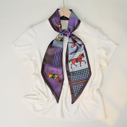 2025 European and American-style Beveled Silk Scarf Cross-border Silk Cashew Dot Long High-end Ribbon Scarf Women's Belt