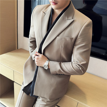 New Fashionable Suit suit Removable Fake Two-piece Design Korean Yuppie Show Style Suit Two-piece Set