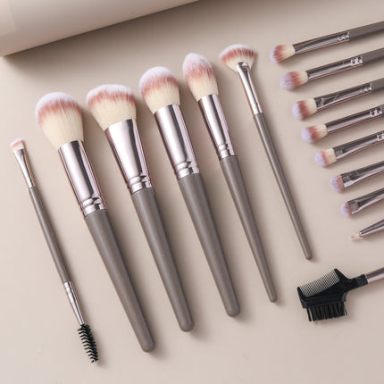 Cross-Border Amazon Same-Style Makeup Brushes for Beginners, 15-Piece Champagne Color Brush Set, Highlighter Brush, Beauty Makeup Supplies