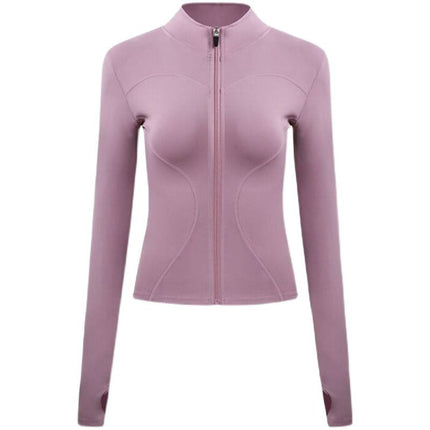 Sports Jacket Nylon Quick-Drying Yoga Wear Stand-Up Collar Sports Running Jacket Long-Sleeved Breathable Training Yoga Top