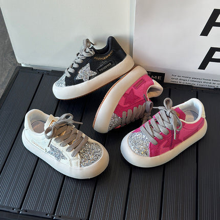 Girls' Board Shoes Sequin Star Low-top Board Shoes 2024 Spring and Autumn New Casual Boys' Lightweight Breathable sneaker Trendy