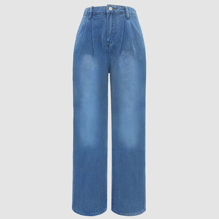 Amazon Casual Jeans for Women, Cross-Border High-Waisted Slimming Wide-Leg Pants, Loose Floor-Length Pants, Denim Trousers, Versatile