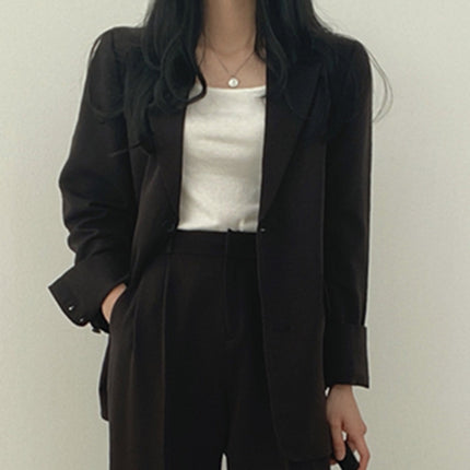 Women's Suit Pants Spring and Autumn 2026 New Korean Style Trendy Design Niche Casual Black Suit Set