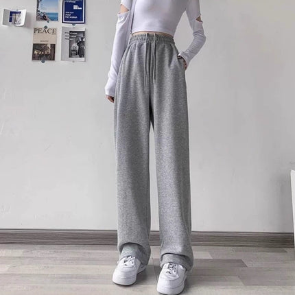 Drawstring Convertible Sweatpants for Women, Spring and Autumn 2025 New Style, Loose Casual American Style, White and Gray, Petite Straight-Leg Sweatpants