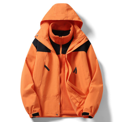 Warm Jacket Two-Piece Set, Outdoor Fashion Men's Jacket, Plus Velvet Cold-Proof Jacket, Liner Polar Fleece Jacket