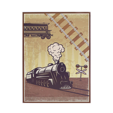 Handmade retro train 3d greeting card cross-border father's day blessing paper carving message blessing card suit gift