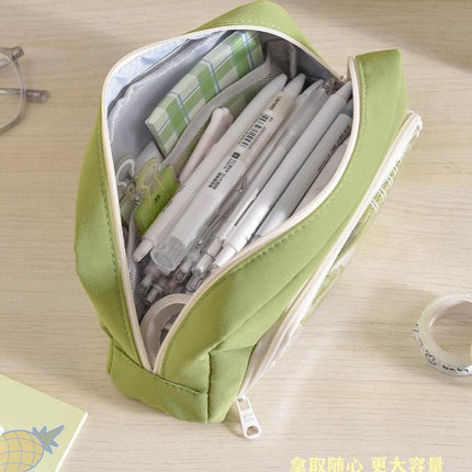 Transparent pencil case ins Japanese large capacity junior high school boys and girls simple high-looking pencil case Office pencil case