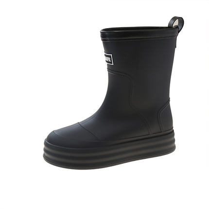 New Fashion Rain Boots Women's Outer Wear Middle Tube Non-slip Rain Boots Student Fashion Lightweight Waterproof Shoes Thick Sole Outdoor Rubber Shoes