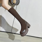 8220-10 brown over the knee plus velvet / 38