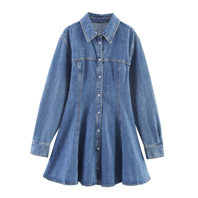 Kaopu Za 2025 New Summer Style European and American Fashion Elegant Waist-Slimming Denim Mini Dress