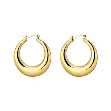 European and American Simple Round Smooth Earrings Women's Golden Small Hoop Earrings Cuff Earrings Fashion Jewelry Party