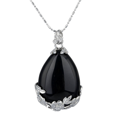 Elegant Elegant Silver Alloy Torus Crystal Pendant Drop Shape Natural Crystal Craft Necklace Pendant